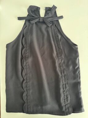 Victoria Beckham Black Scalloped Halter Camisole with Neck Tie. NWT. Size med
